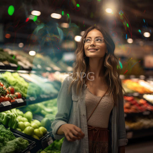 market aisles glow with gentle flicker of incandescent light amidst fresh harvest