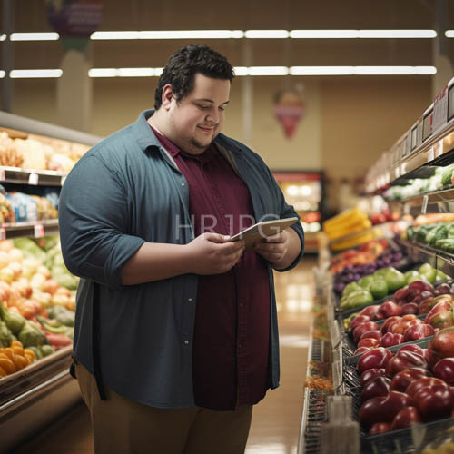 High Resolution: Men pause near produce displays under soft fluorescent lighting in marketplace movement download. | HRJPG.com