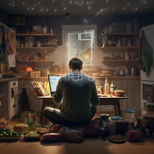 High Resolution: Glowing string lights illuminate kitchen workspace at night with intimate ambiance download. | HRJPG.com