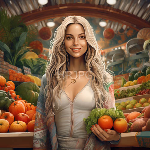 High Resolution: Market Tent Canvas Texture Light Flickering Lanterns Young Woman Smile download. | HRJPG.com
