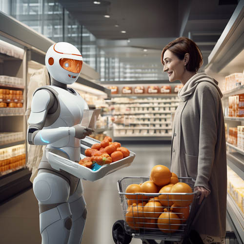 future retail fusion of organic warmth and industrial precision in hightech setup