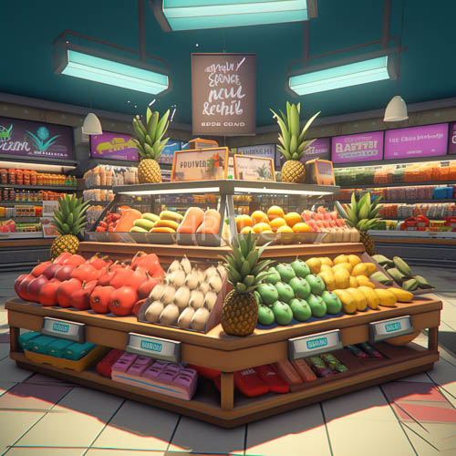 glowspun hues define premium produce on crafted wooden shelving