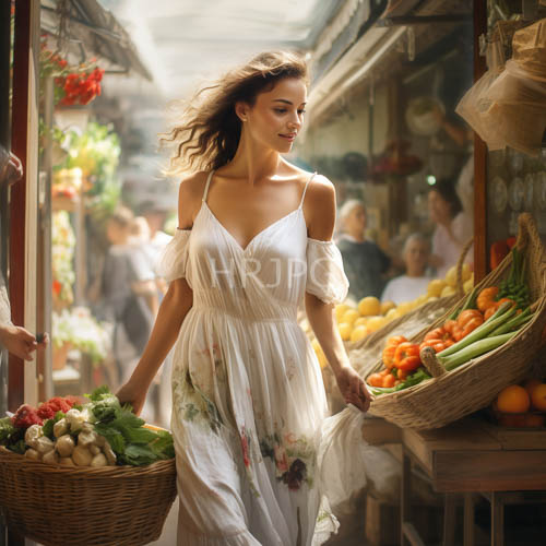 High Resolution: Marketplace Canopy Aglow with Dappled Morning Light Amidst Bustling Commerce download. | HRJPG.com