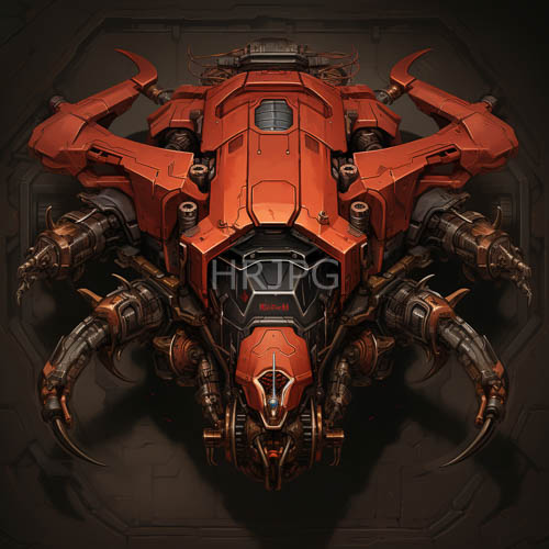 pneumatic arachnid dominates with crimson and obsidian panels converge in menacing aesthetic
