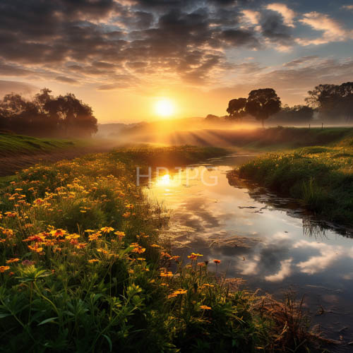 dramatic clouds unfurl across the horizon in amber light