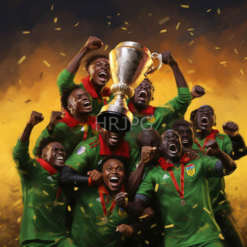 nine athletes clad in vibrant green uniforms surrounded by swirling yellow confetti and intense spotlight