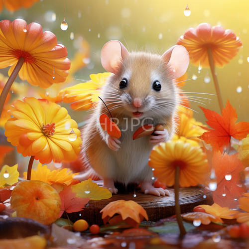 beige mouse amidst burntorange leaves in autumnal clarity