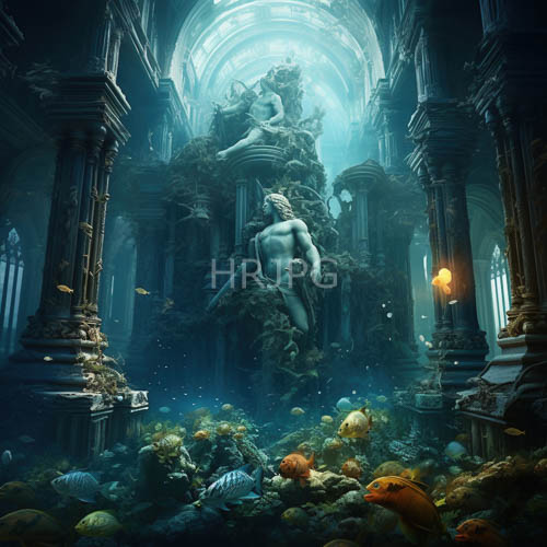 High Resolution: Spectral Aquatic Glow Illuminates Submerged Sanctuary Beneath Cerulean Ocean Expanse download. | HRJPG.com