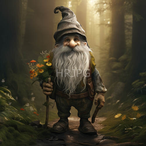 High Resolution: Whimsical Gnomes Verdant Attire Unfolds in Dense Wilderness download. | HRJPG.com