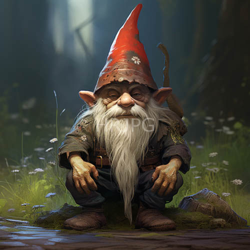 elderly gnomes weathered features amidst intricate wrinkles and protruding ears