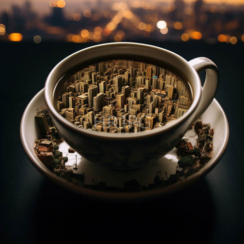 High Resolution: Ornate white teacup showcases delicate craftsmanship amidst ambient fading day light download. | HRJPG.com