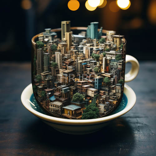 ceramic metropolis unfolds with intricate porcelain cityscape and urban textures