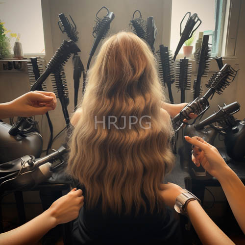 meticulous curls form amidst afternoon glow of honeytoned fibers