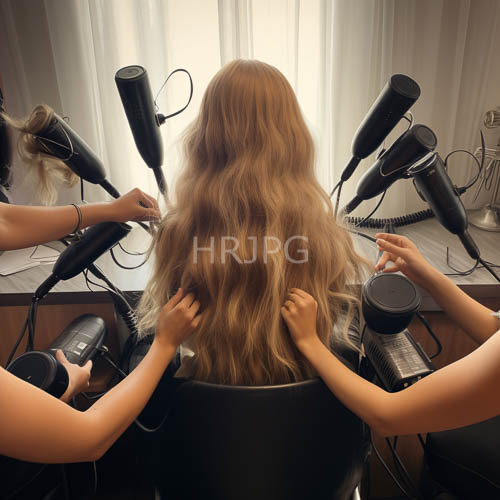 luxurious hair transformation in elegantly refurbished salon environment with ambient glow