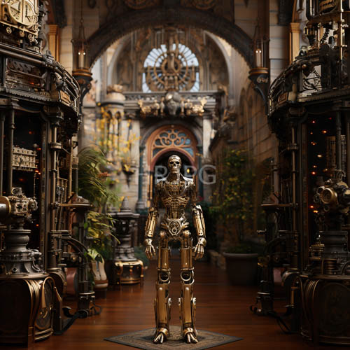 iron hard silhouette bridges fusion of elegance and complexity in cybernetic sanctuary
