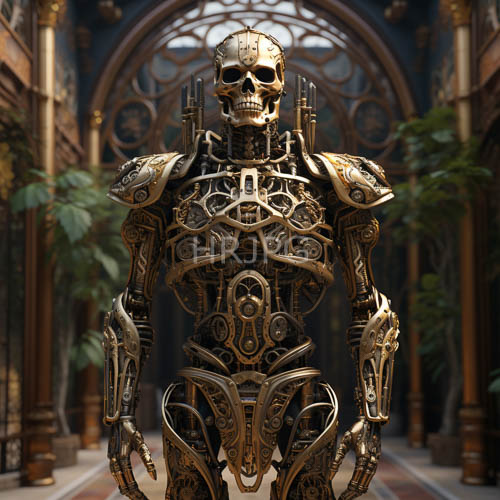 High Resolution: Humanoid Constructs Amidst Arched Window Light Amid Gilded Corridors of 19thCentury Descent download. | HRJPG.com