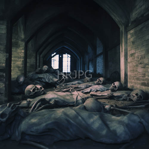 centuries of silence weigh heavily in subterranean passage of roughhewn brick and stained glass