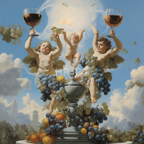 High Resolution: Silver-Lit Cherubic Forms Emerge Amidst Ripening Grape Clusters in HighNoon Illumination download. | HRJPG.com