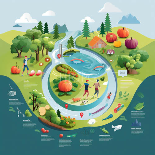 autumn light paints rolling green hills with cerulean river and azure sky