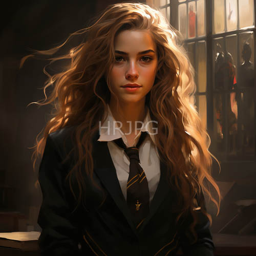 cascading waves of brunette hair frame a contemplative face in soft academic aesthetic