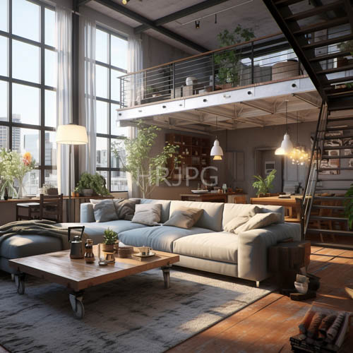 engineered loft transformed by soaring ceilings and raw materials