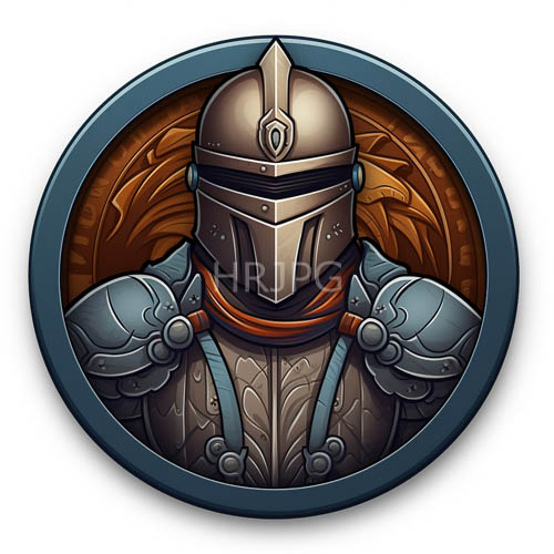 medieval knights armor in polished silver and earthy brown with orange accents