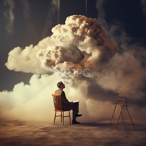 elderly gentleman occupies weathered wooden chair amidst muted ambient light