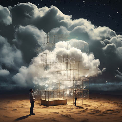obsidian sands encounter celestial framework in nocturnal desert installation