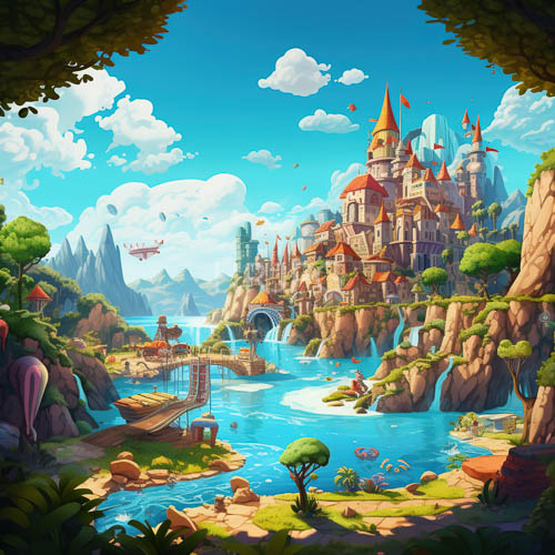 fortresses of burnt orange and crimson cling to jagged cliffs below serene cerulean expanse