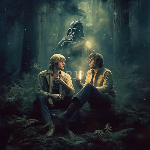 ancient woodland figures amidst verdant floor and flickering candlelight