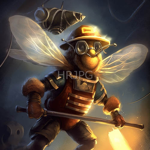 expressive bee warrior meets medieval plate armor in steampunk hive sentinel