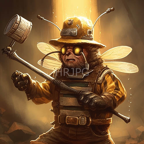 High Resolution: Medievalinspired bee warrior stands out in contrasting armor and foliage download. | HRJPG.com