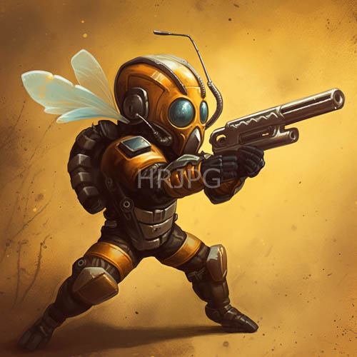 structural insectoid warrior with burnt orange and obsidian black armor in combat readiness stance