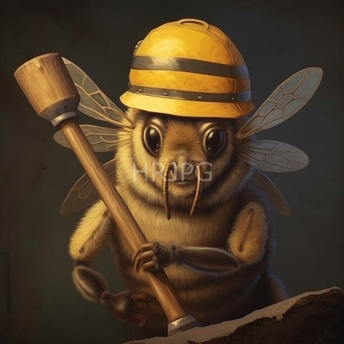 figurative bee crafted with intricate filaments and oversized luminous eyes