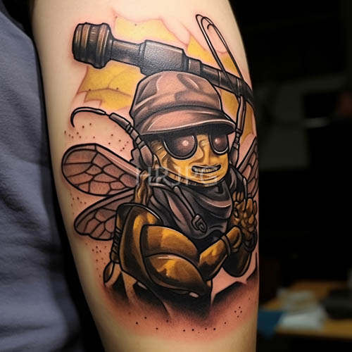 inkcovered fly embarks on expeditionary mission across muted urban landscape under icy glow