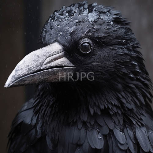 High Resolution: Crows Raindrenched Plumage Transforms into Organic Texture Amid Dark Form download. | HRJPG.com