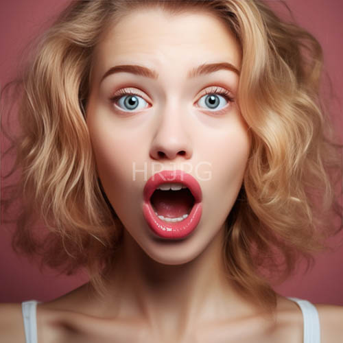 High Resolution: Rose-Red Canvas Features a Central Caucasian Woman with Wavy Blonde Locks and Cerulean Eyes download. | HRJPG.com