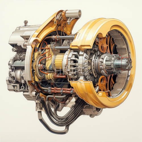 High Resolution: HighPerformance Turbine Assembly Shape Intersects Polished Metallic Surfaces Against Pristine White Background download. | HRJPG.com