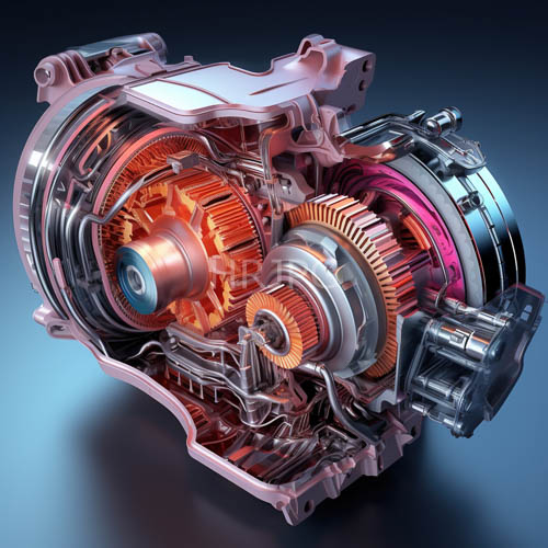 effervescent orange gears synchronize powertrain movement in highperformance engine