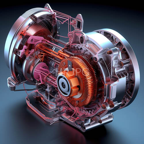 deeply textured mechanical assembly exposes complex choreography amidst metallic and organic elements