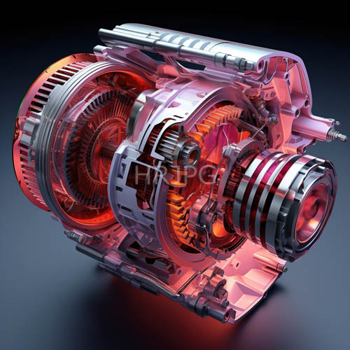 rigid anatomy exposed through crystalline casing with rhythmic gear and piston functions in orange hues