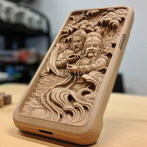 High Resolution: Mahogany Wood Craftsmanship Captures Dynamic Oceanic Movement on Solid Desktop download. | HRJPG.com