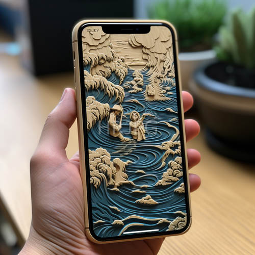 crisp edges of technology meet timeless craftsmanship in ancient wave motifs