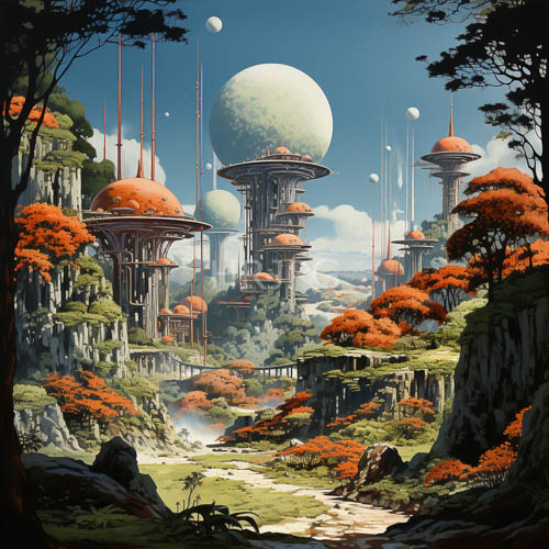 rugged cliffs meet domes of orange and verdant greenery unfolds