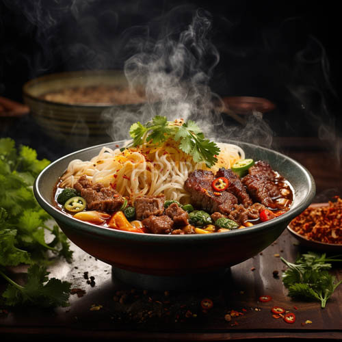High Resolution: Savory Noodle Bowl with Aromatic Broth and Fresh Cilantro download. | HRJPG.com