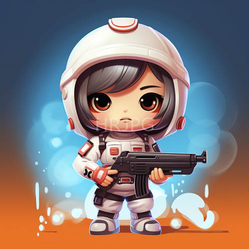 miniature space traveler commands attention amidst cosmic gradient and bokeh light