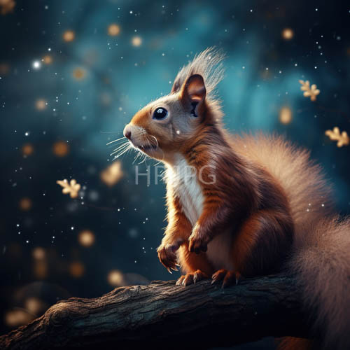 red squirrel exquisite tranquil moment auburn fur weathered branch