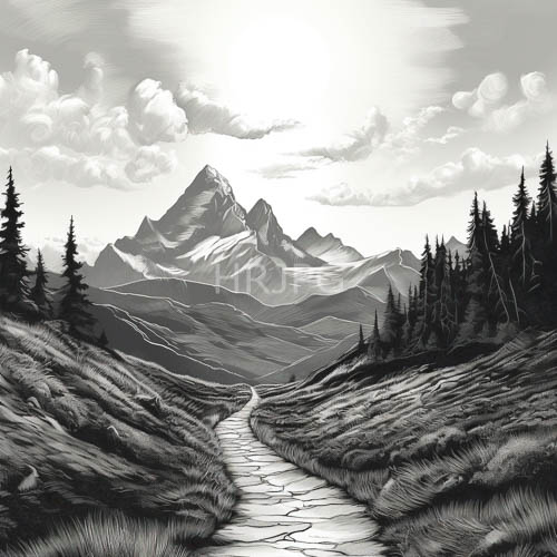 High Resolution: Piercing Granite Peaks Softened by Drifting Mists in HighContrast Monochrome Landscape download. | HRJPG.com
