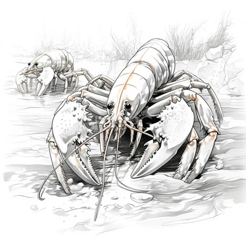 aquatic denizens in shallow shimmering waters with intricate armor