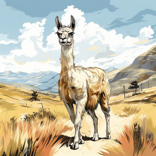 alpaca standing firmly on earthy dirt path amidst amber and chestnut hues